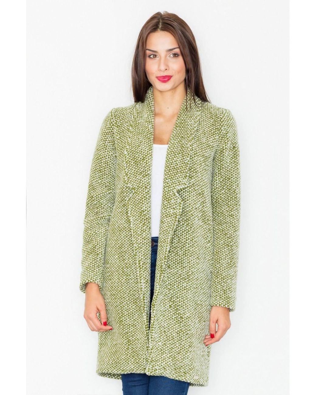 Love Lace Green Wool Classic Padded Coat With Pockets