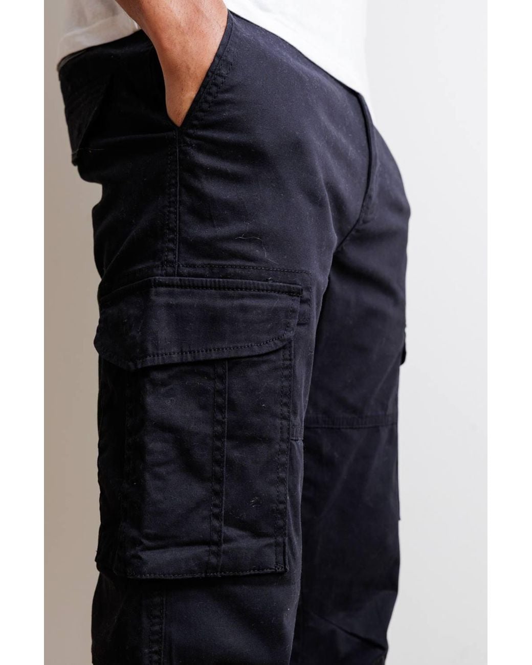 Tokyo Laundry Blue Straight Leg Cargo Trousers for men