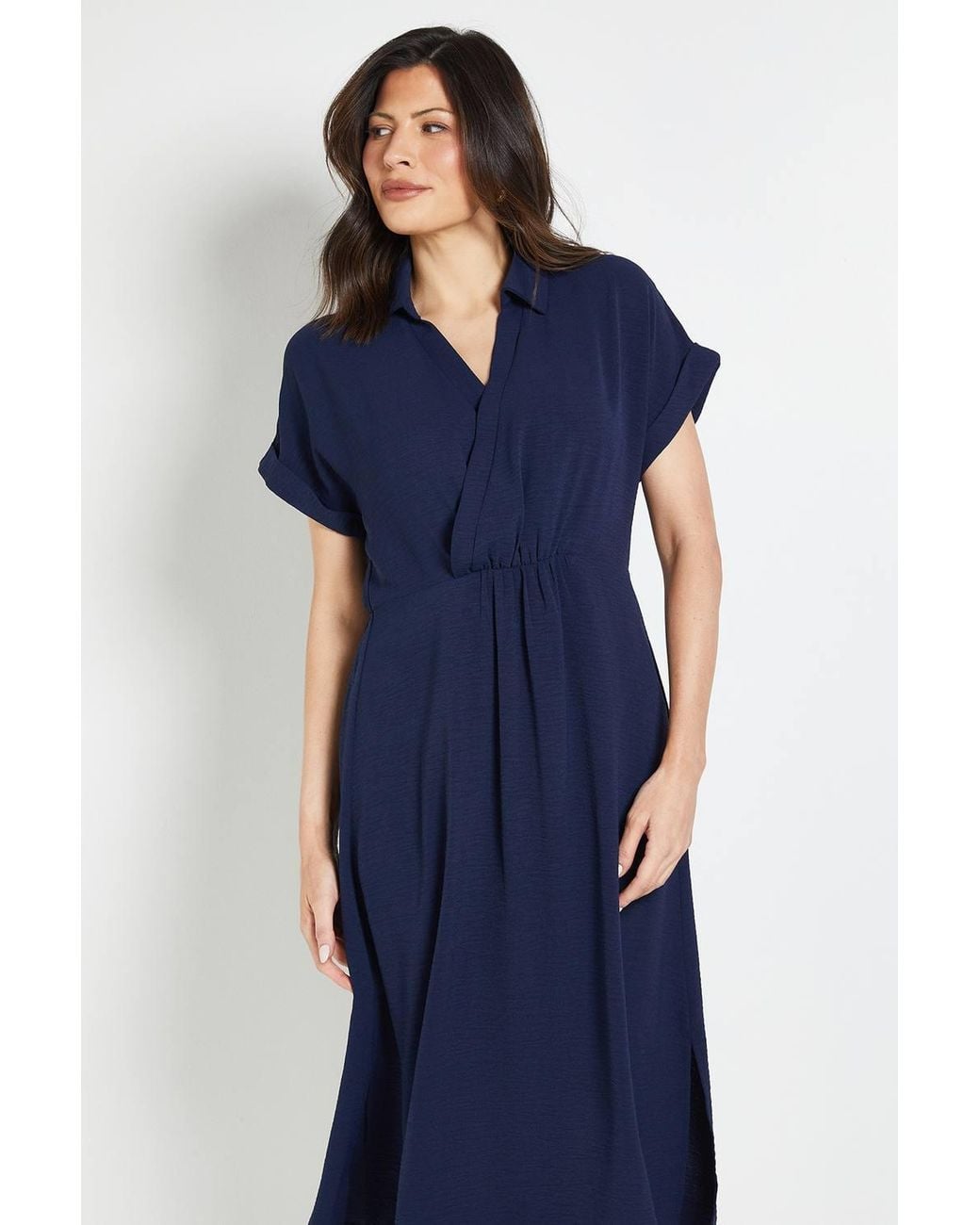 Wallis Blue Summer Roll Sleeve Midi Dress