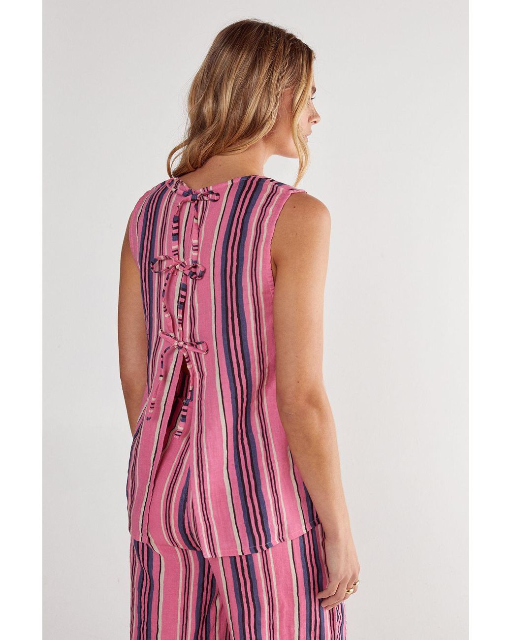 Nasty Gal Pink Stripe Tie Front Vest
