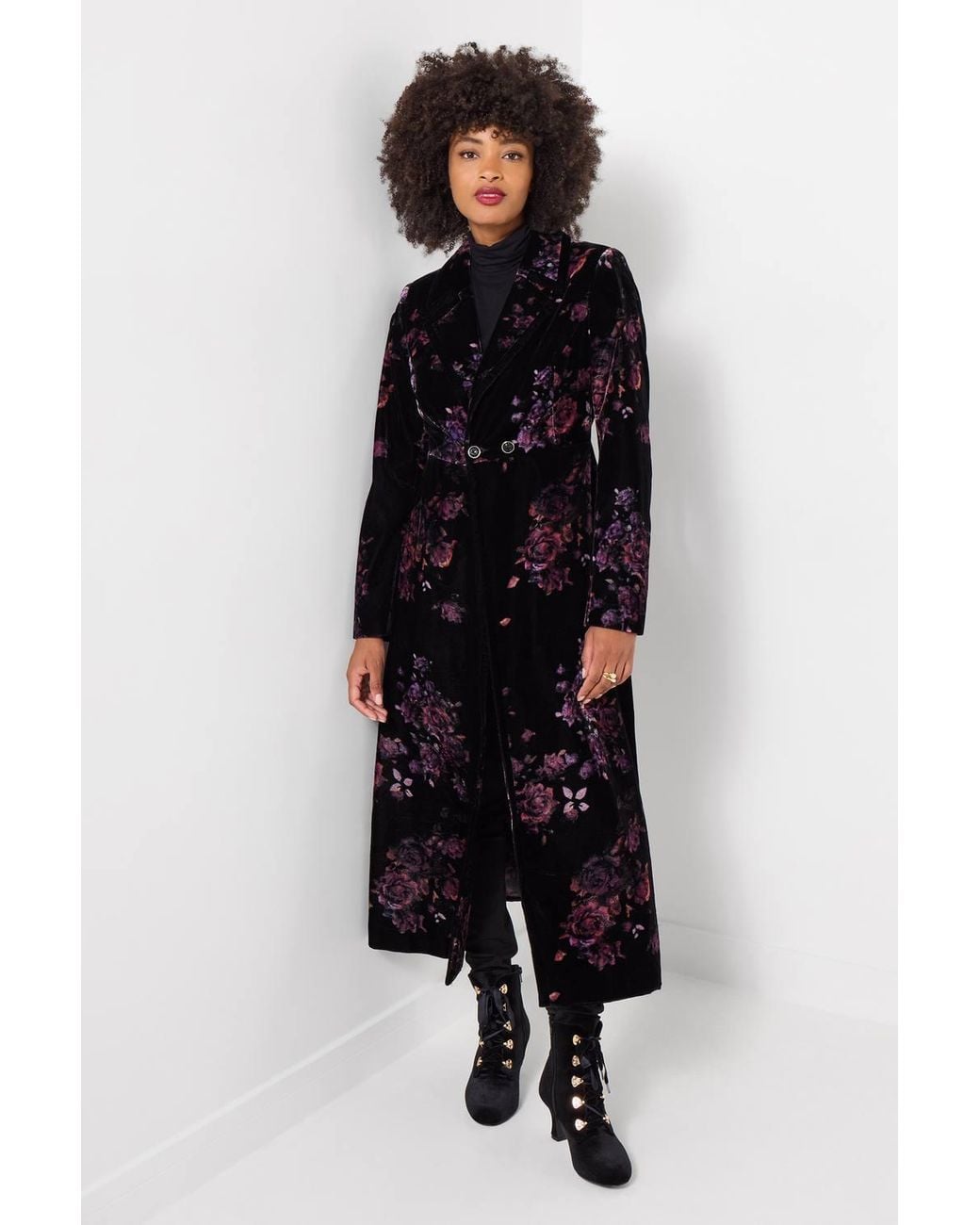 Joe Browns Black Boutique Printed Velvet Coat