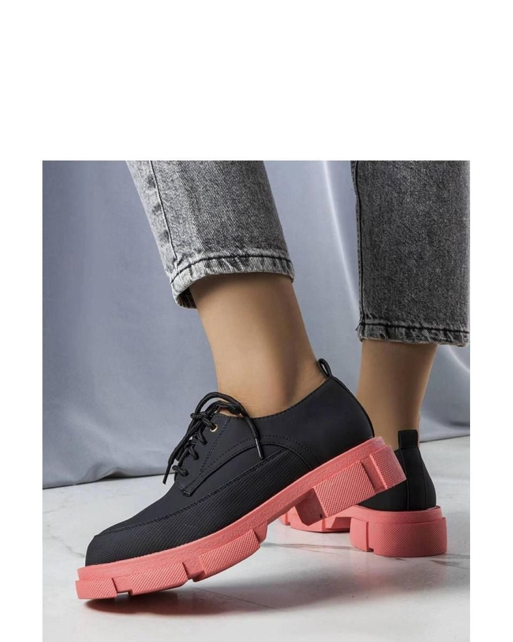 Love Lace Gray Kay Minimalist Square Heel Tractor Sole Lace Up Ankle Boots