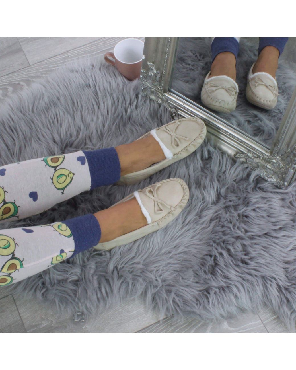 AJVANI White Flat Heel Boat Shoes Moccasins Slippers