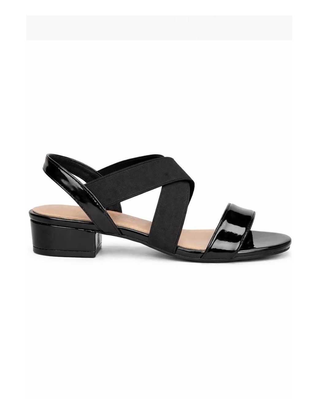 Spot on Natural Elastic Strap Low Heel Comfort Sandals