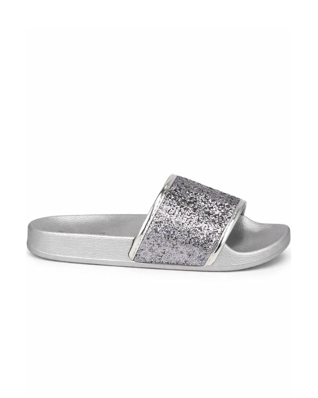 Spot on Gray Glitter Strap Slip On Mule Sandals