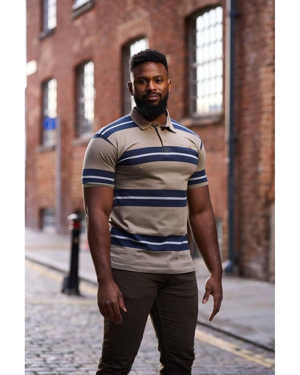 KAM Jeanswear Gray Multi Stripe Rugby Polo Shirt For for men