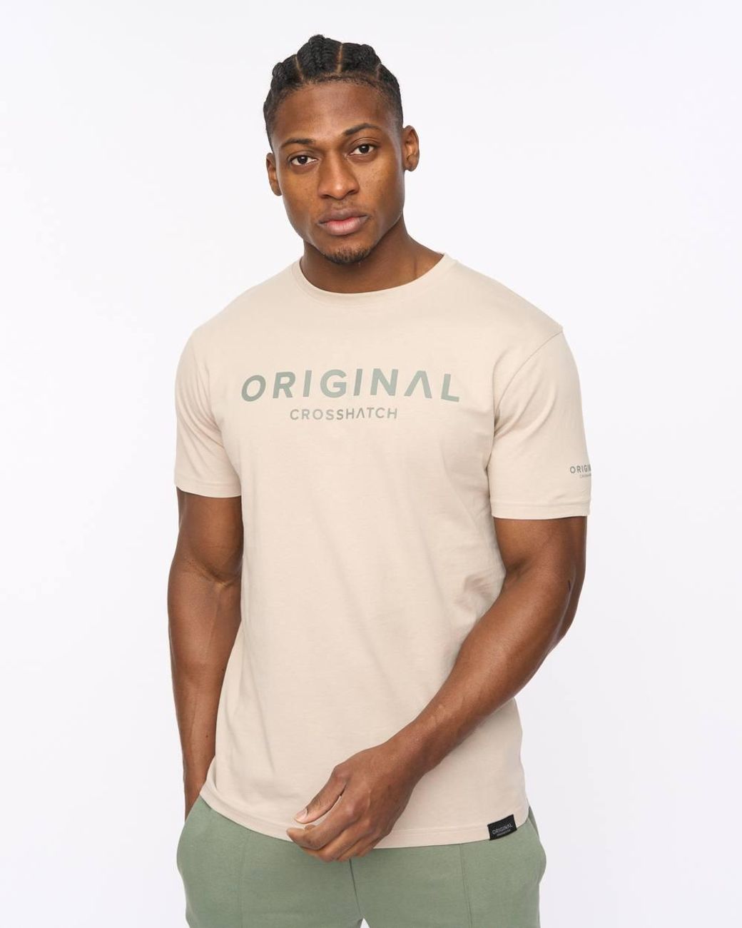 Crosshatch White Bardon Crew Neck Cotton T-Shirt With High Build Chest Print for men