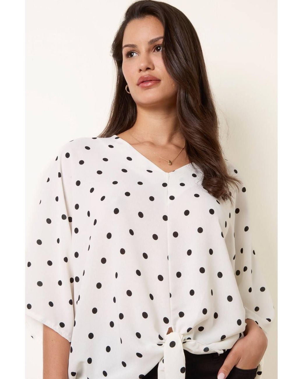 Blue Vanilla Natural Short Sleeve V-Neck Top