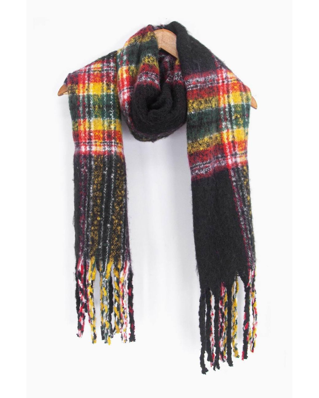 SARTA Brown Tartan Check Winter Scarf Multi