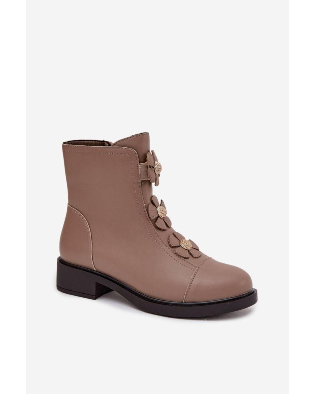 Love Lace Brown Everyday Warm Lined Ankle Boots With Zip