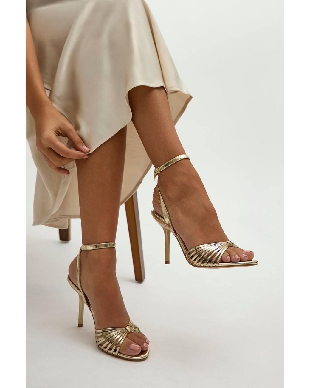 Linzi White Lunar Strappy Heeled Sandals