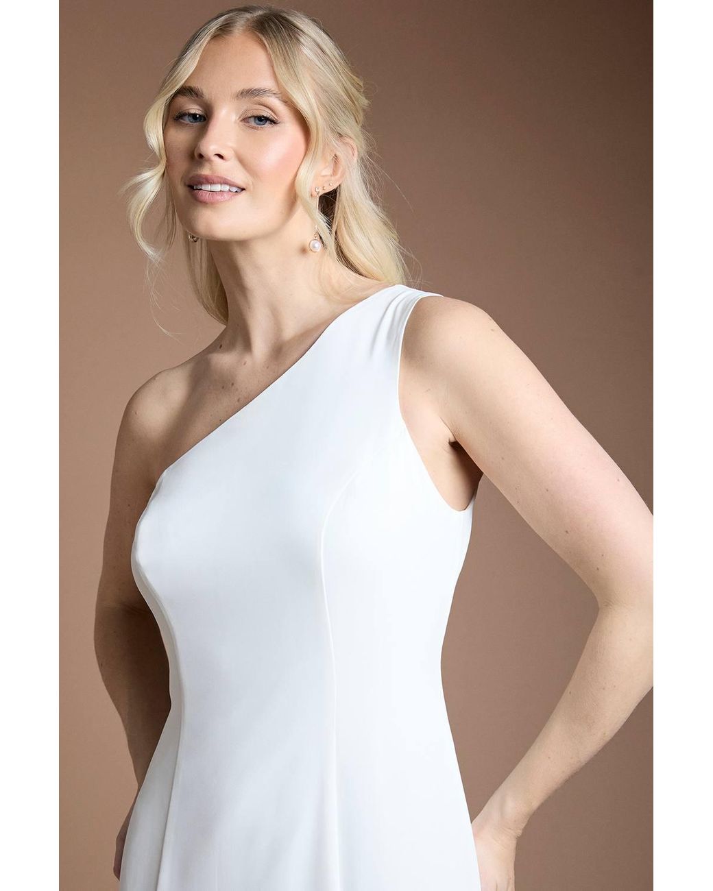 Oasis Brown One Shoulder Wedding Dress