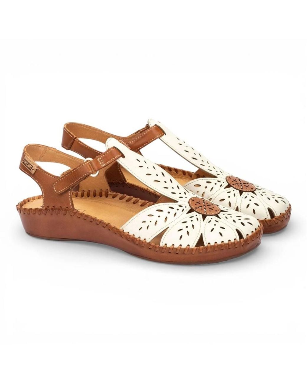 TruClothing Brown Leather Cushioned Wedge Sandal Shoes