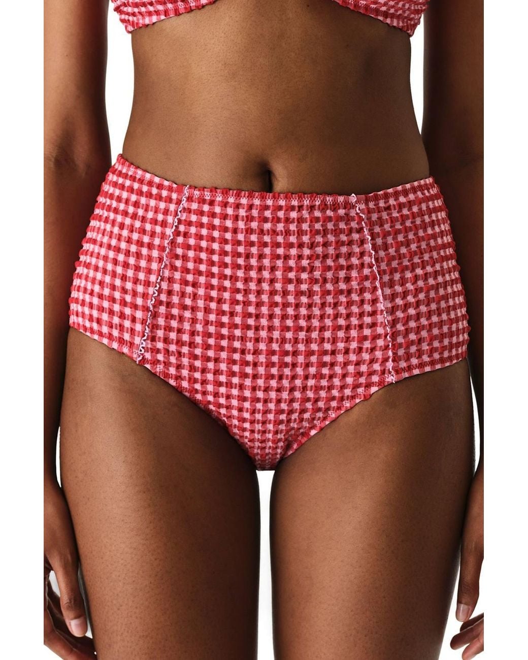 Penti Paulina Checked Textured High Waist Bikini Bottom