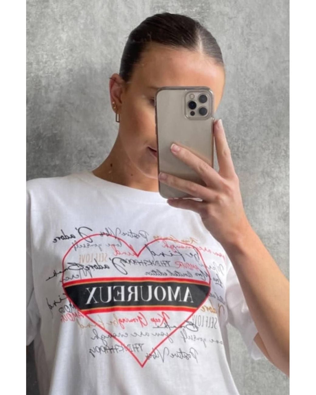 Stylewise Gray Heart Graphic Print