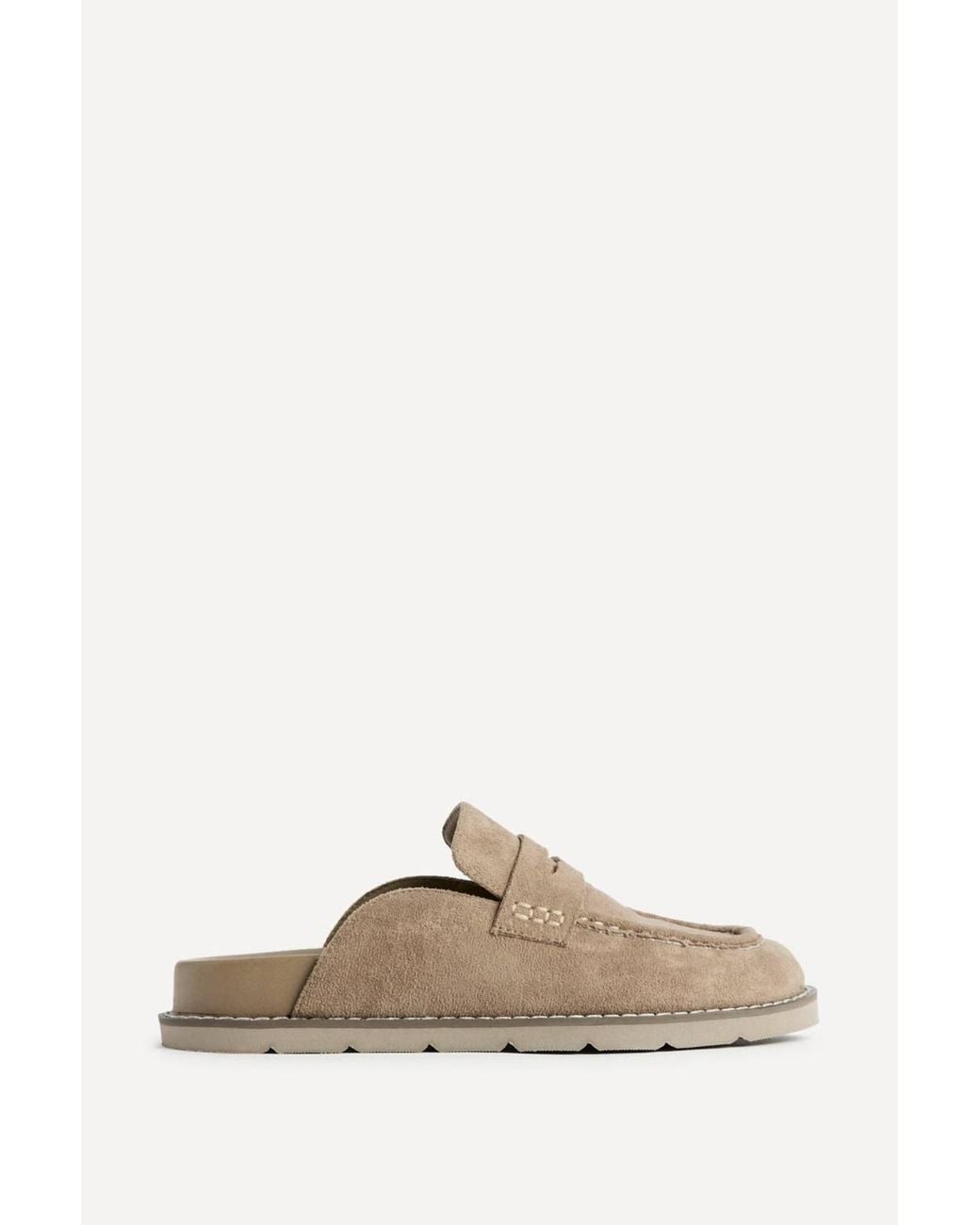 Linzi Natural Invested Faux Suede Mule Loafers