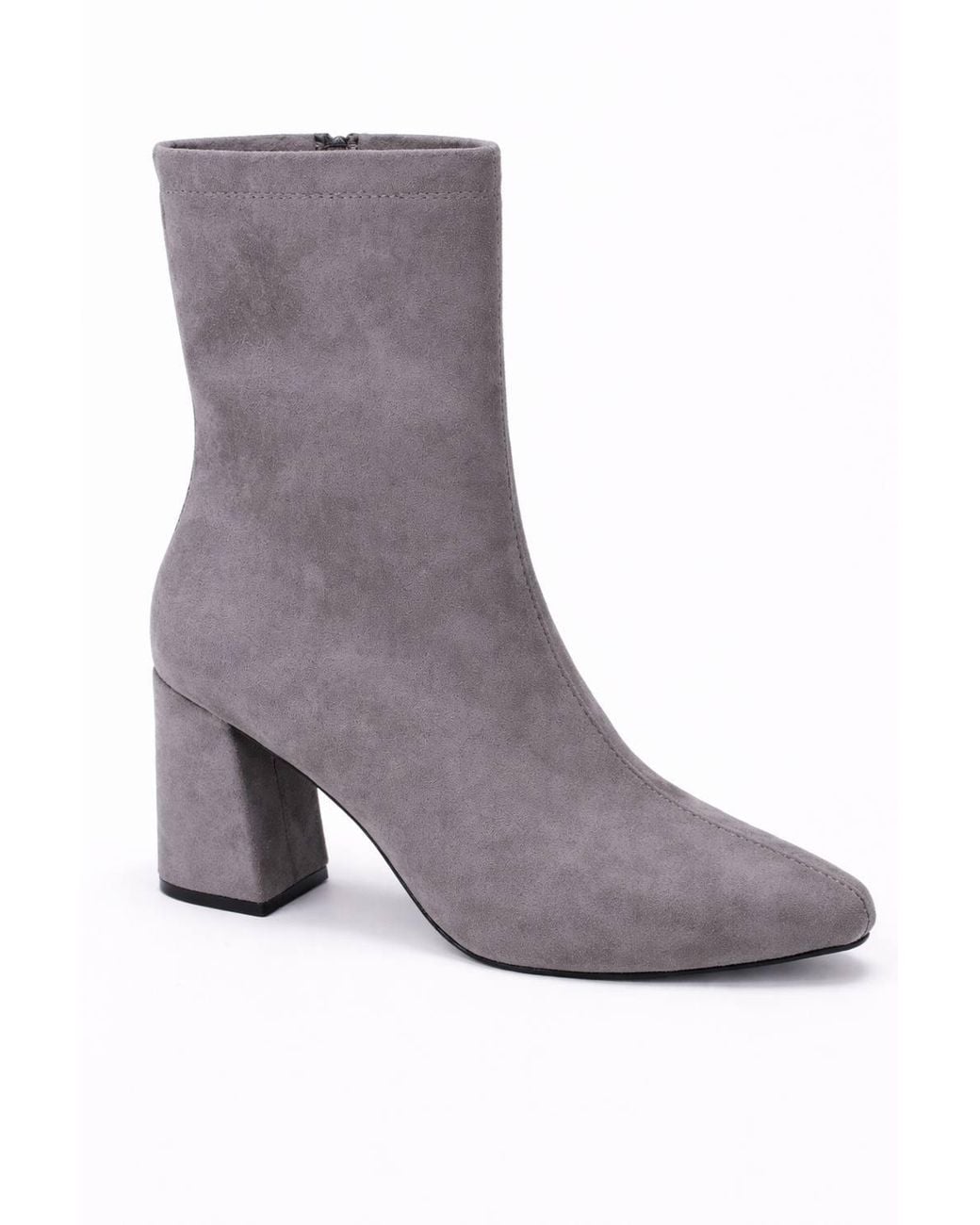 Spot on Purple Block Heel Ankle Boot With Almond Toe