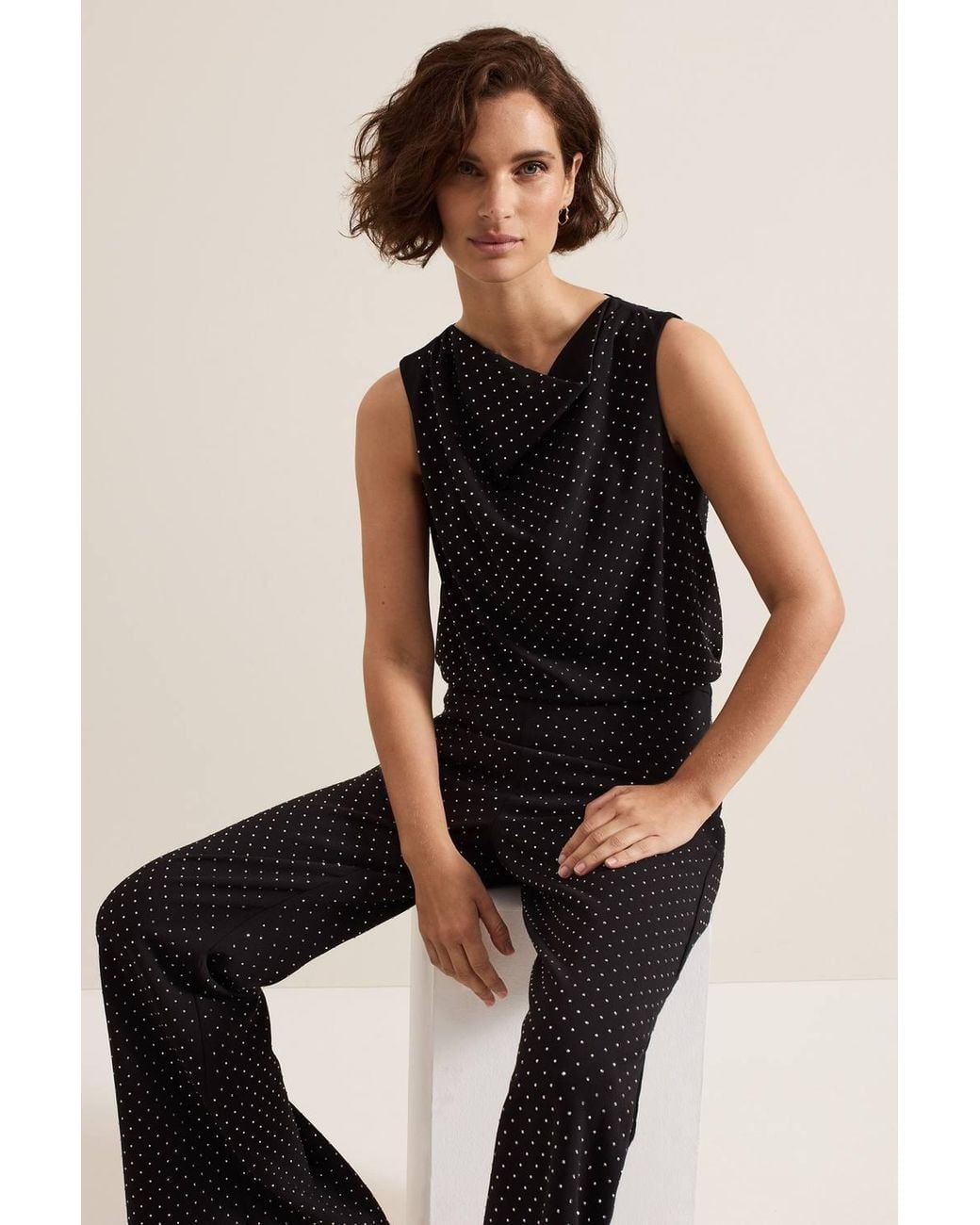 Phase Eight Black Ottie Cowl Neck Top