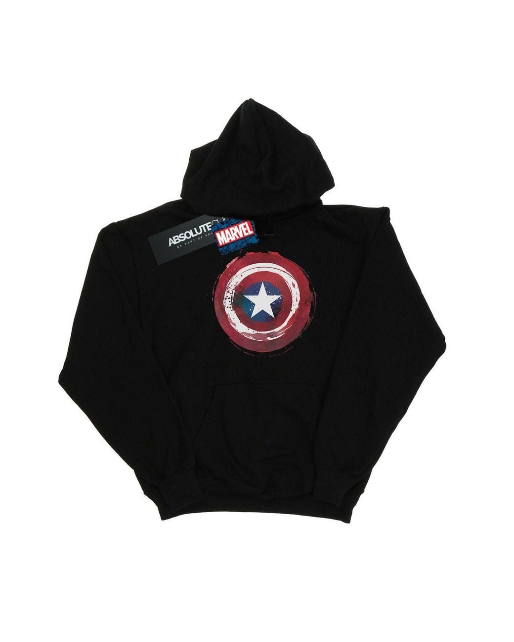 Marvel Black Captain America Splatter Shield Hoodie for men
