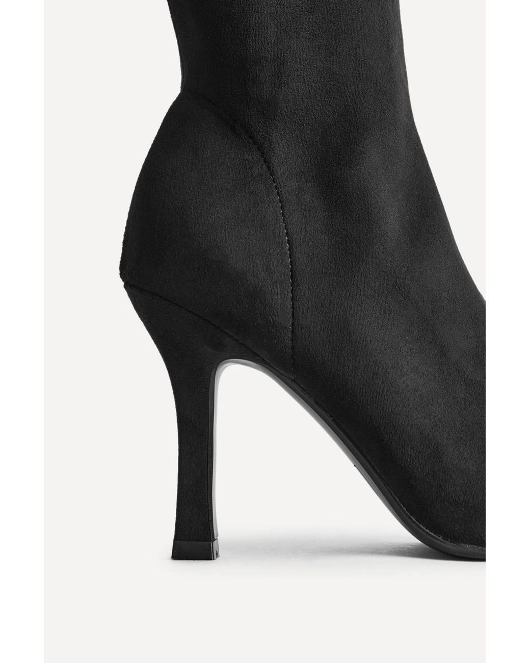 Linzi Black Alexia Faux Suede Stretch High Leg Boots