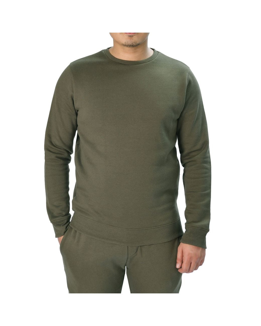 Smart Living Green Classic Plain Crew Neck Long Sleeve Pullover Sweatshirt Jumper for men
