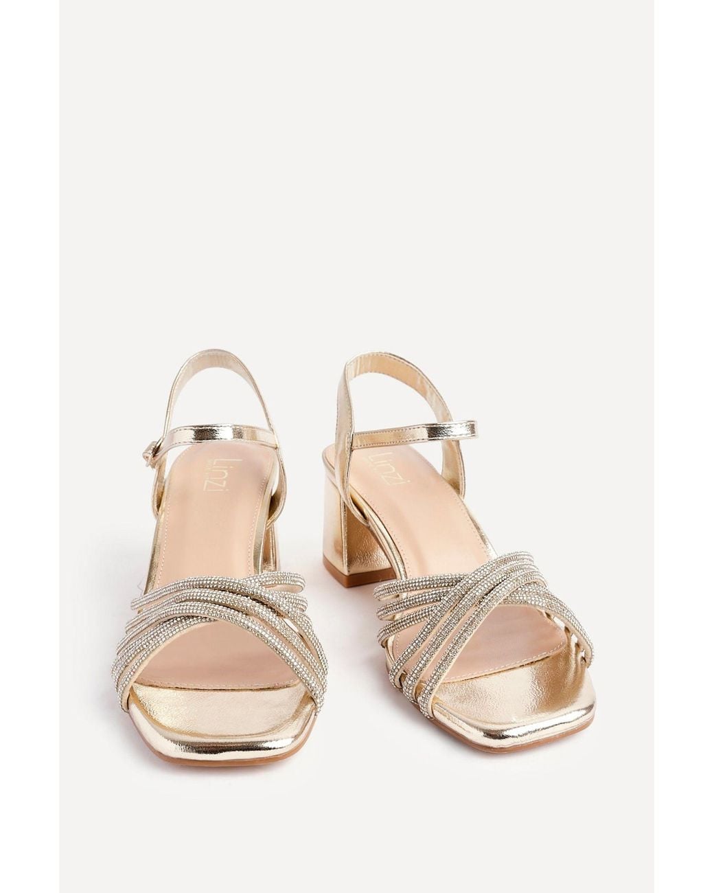 Linzi Natural Strictly Wide Fit Diamante Heels