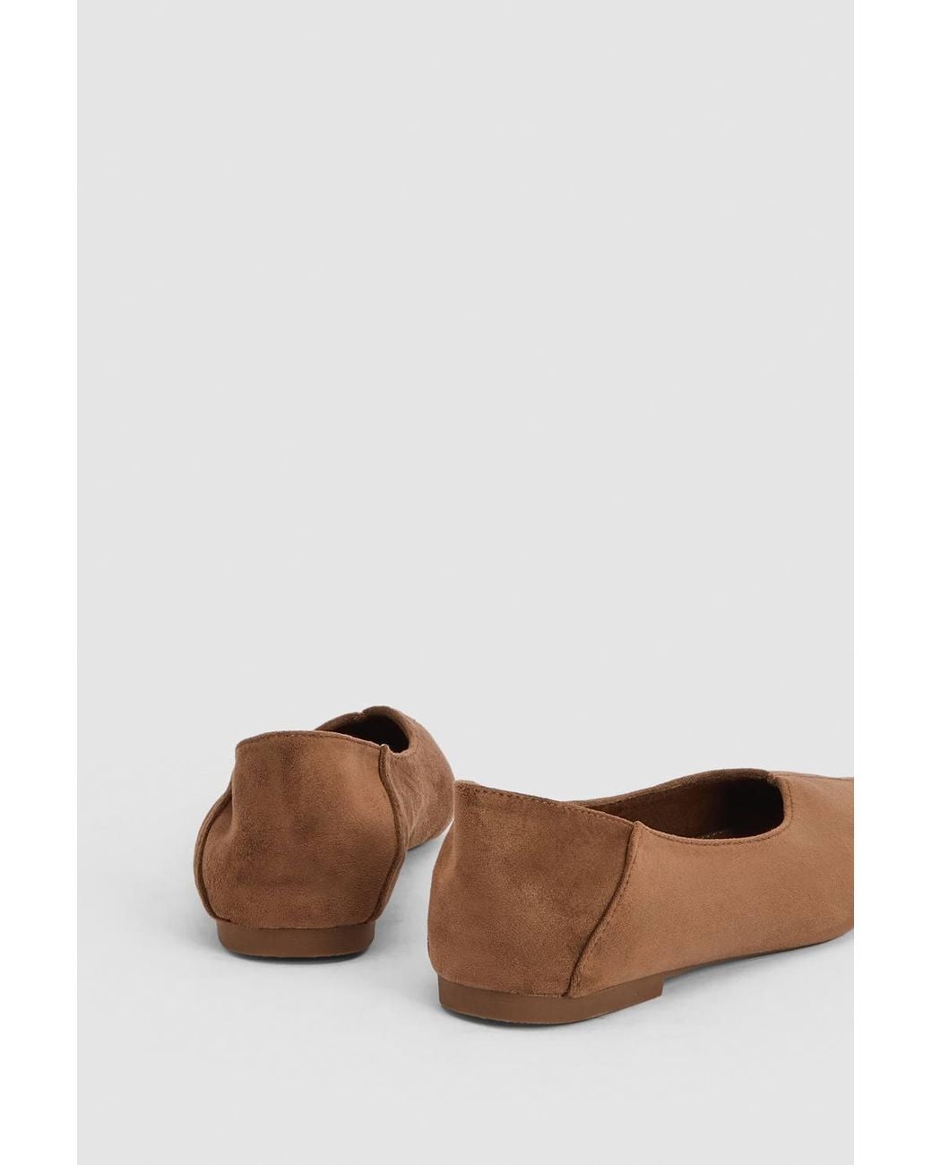 Oasis Brown Faye Faux Suede Pointed Toe Ballet Flats