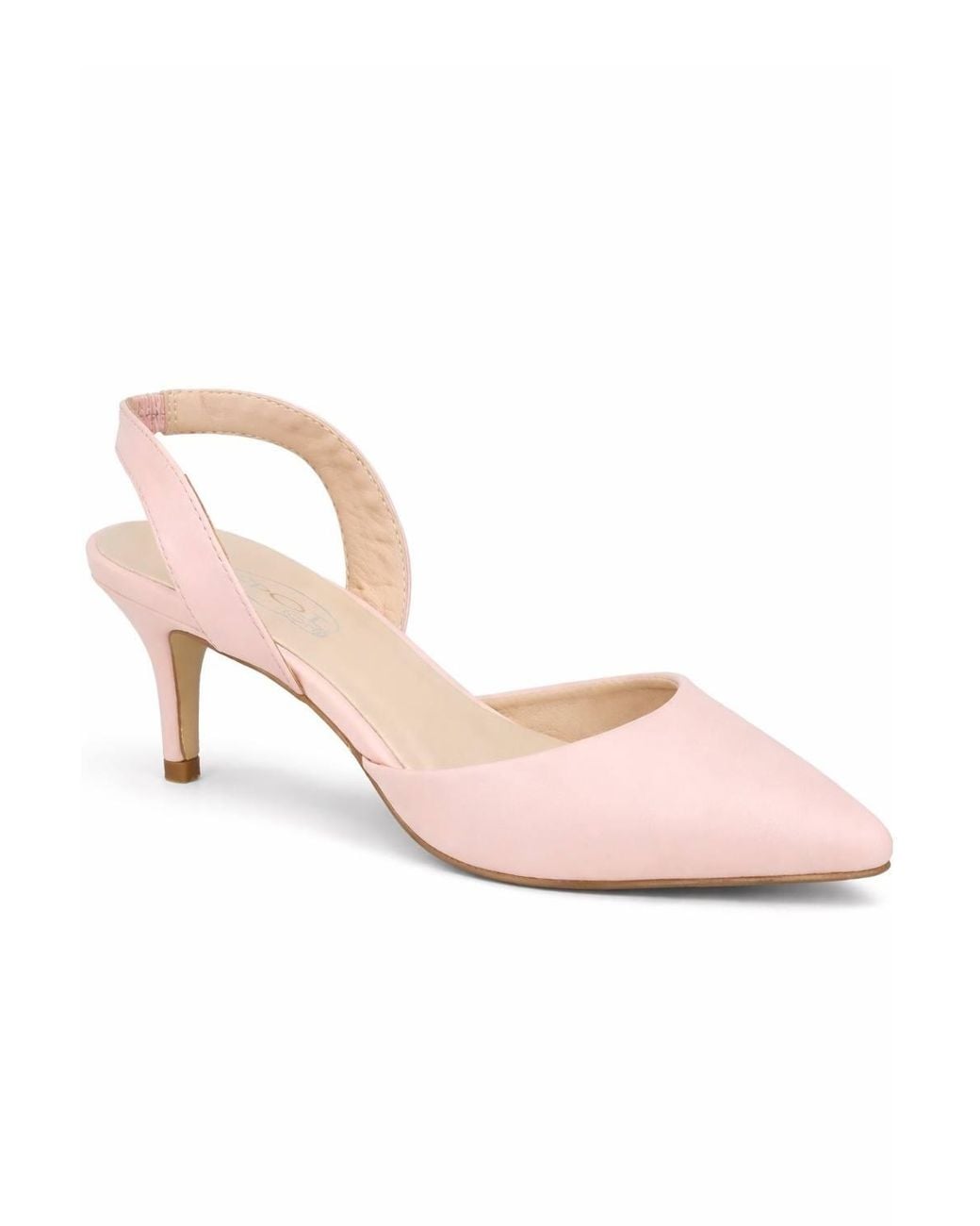 Spot on Pink Pointed Toe Slingback Kitten Heel Court Shoes
