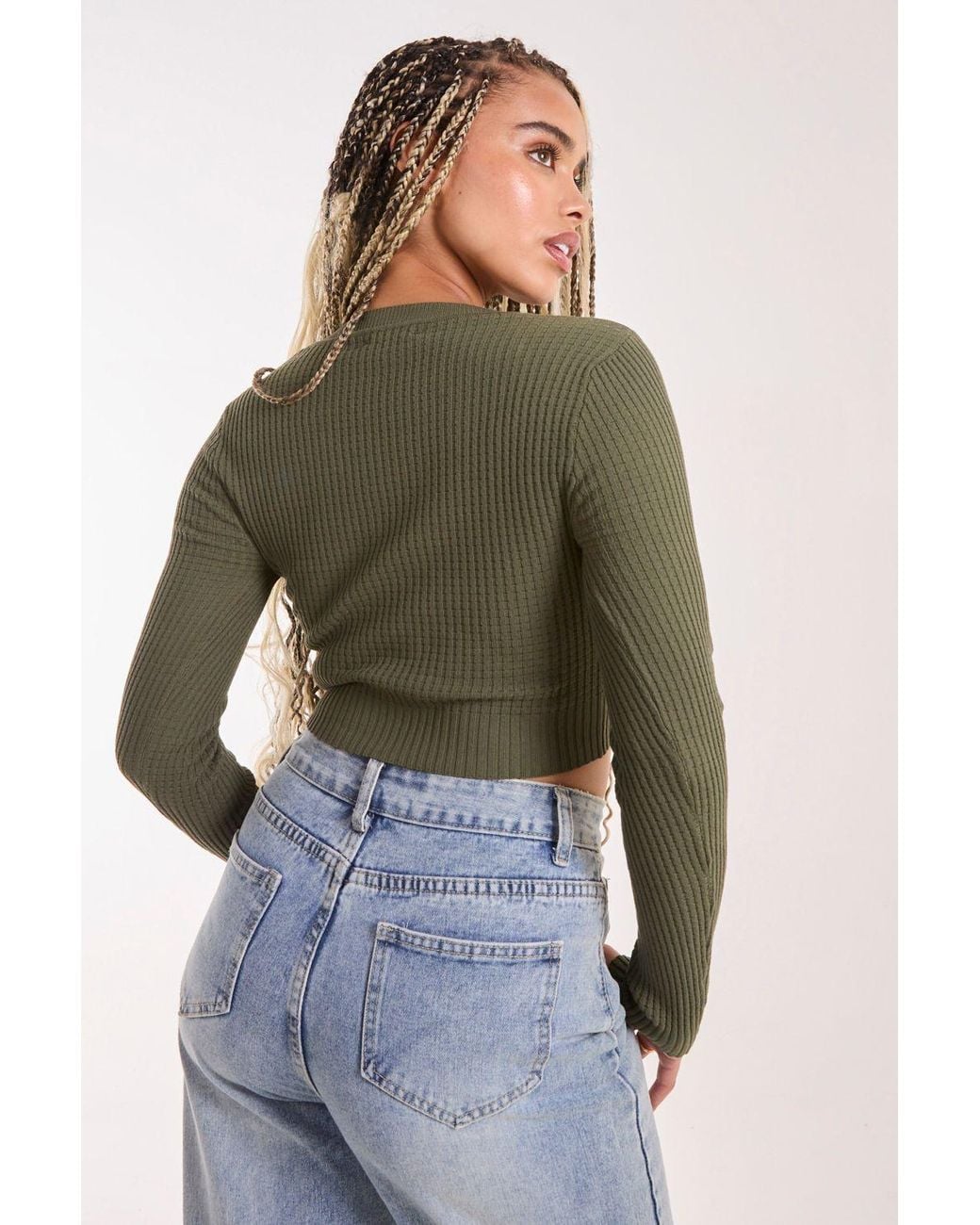 Pink Vanilla Green Heart Embellishment Rib Knit Top