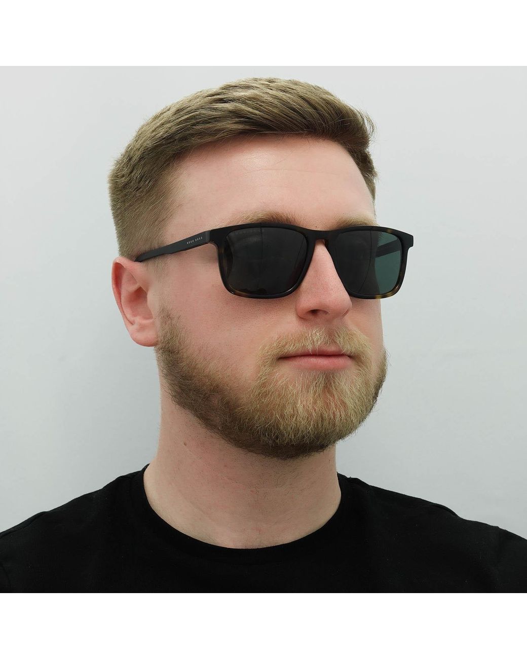 Boss Green Square Dark Havana Sunglasses for men