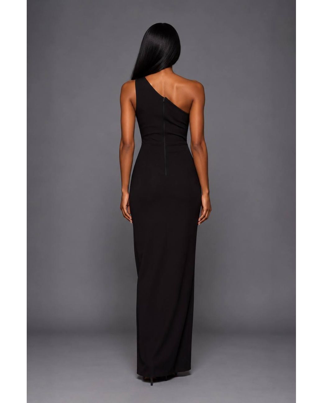 Vesper Black One Shoulder Satin Band Maxi Dress