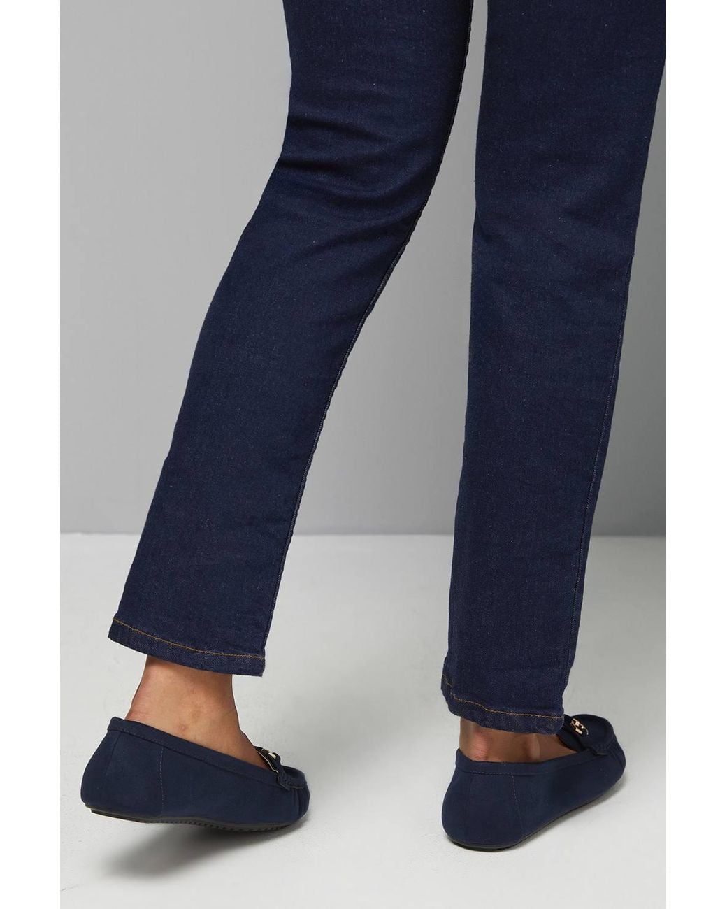 Good for the Sole Blue Wide Fit Mindie Faux Suede Snaffle Detail Moccasin Comfort Loafers