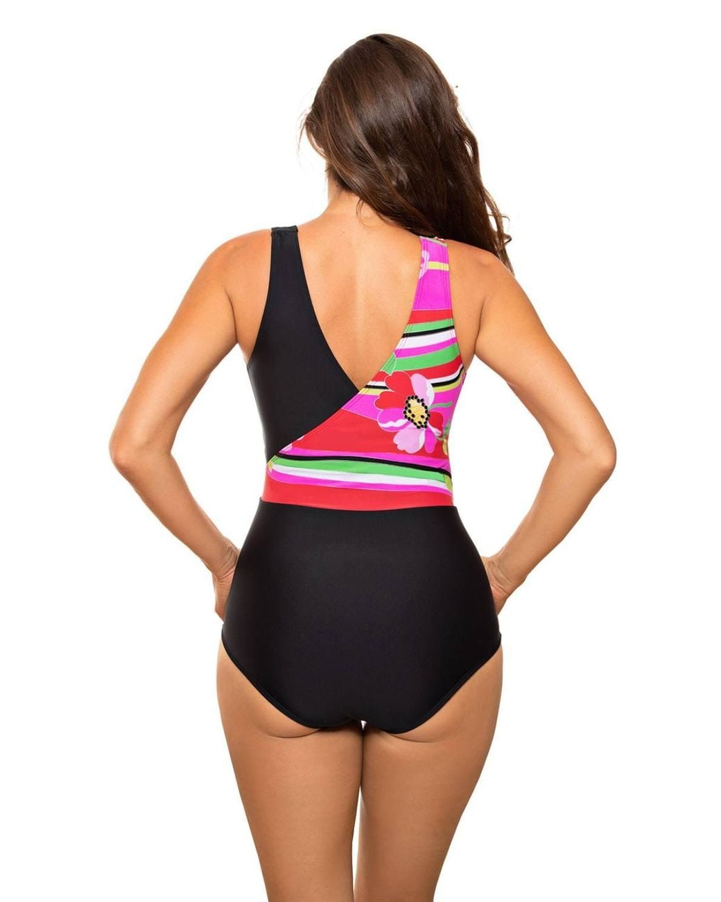 KDMD Red One Piece Swimsuit Tummy Control Wide Straps