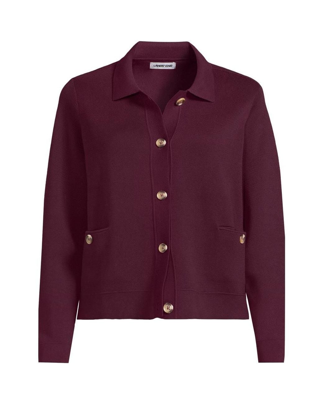 Lands' End Purple Cropped Knit Blazer