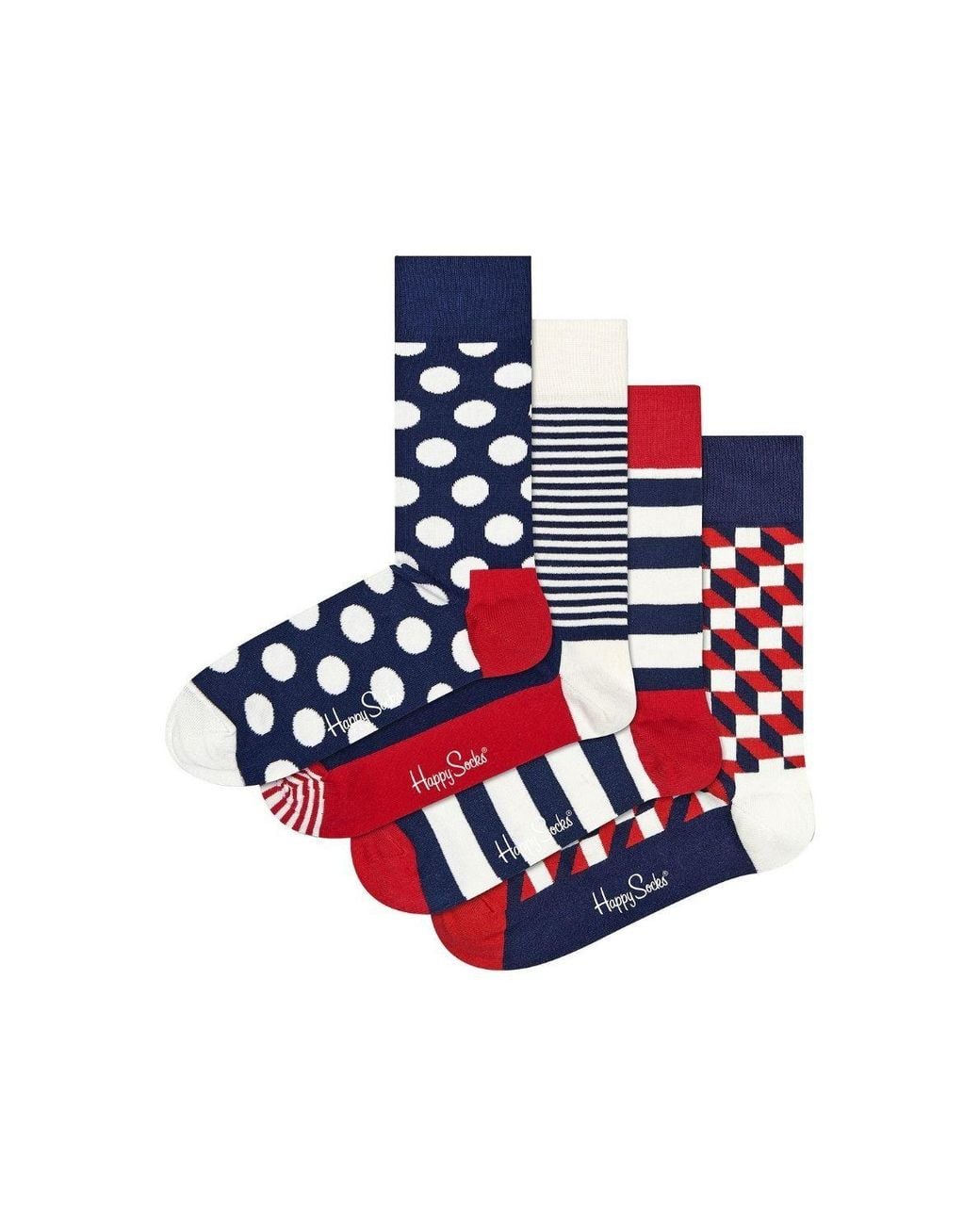 Happy Socks Red 4 Pack & Design Classic Socks Gift Set for men