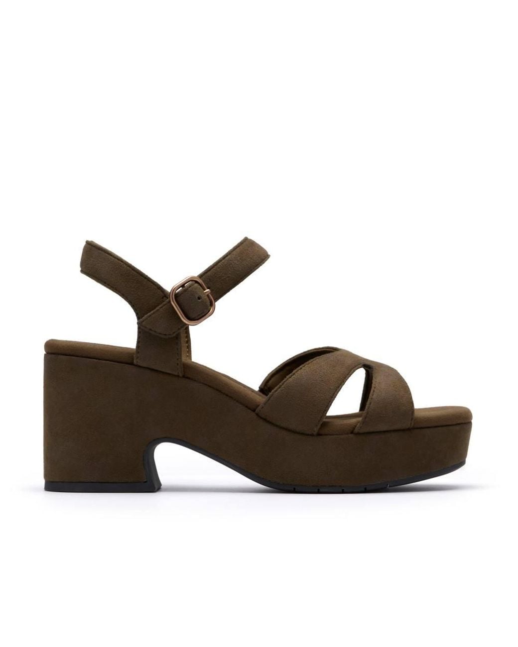 Clarks Brown Nerisa Twist Dark Heeled Sandals, Wedge Sandals