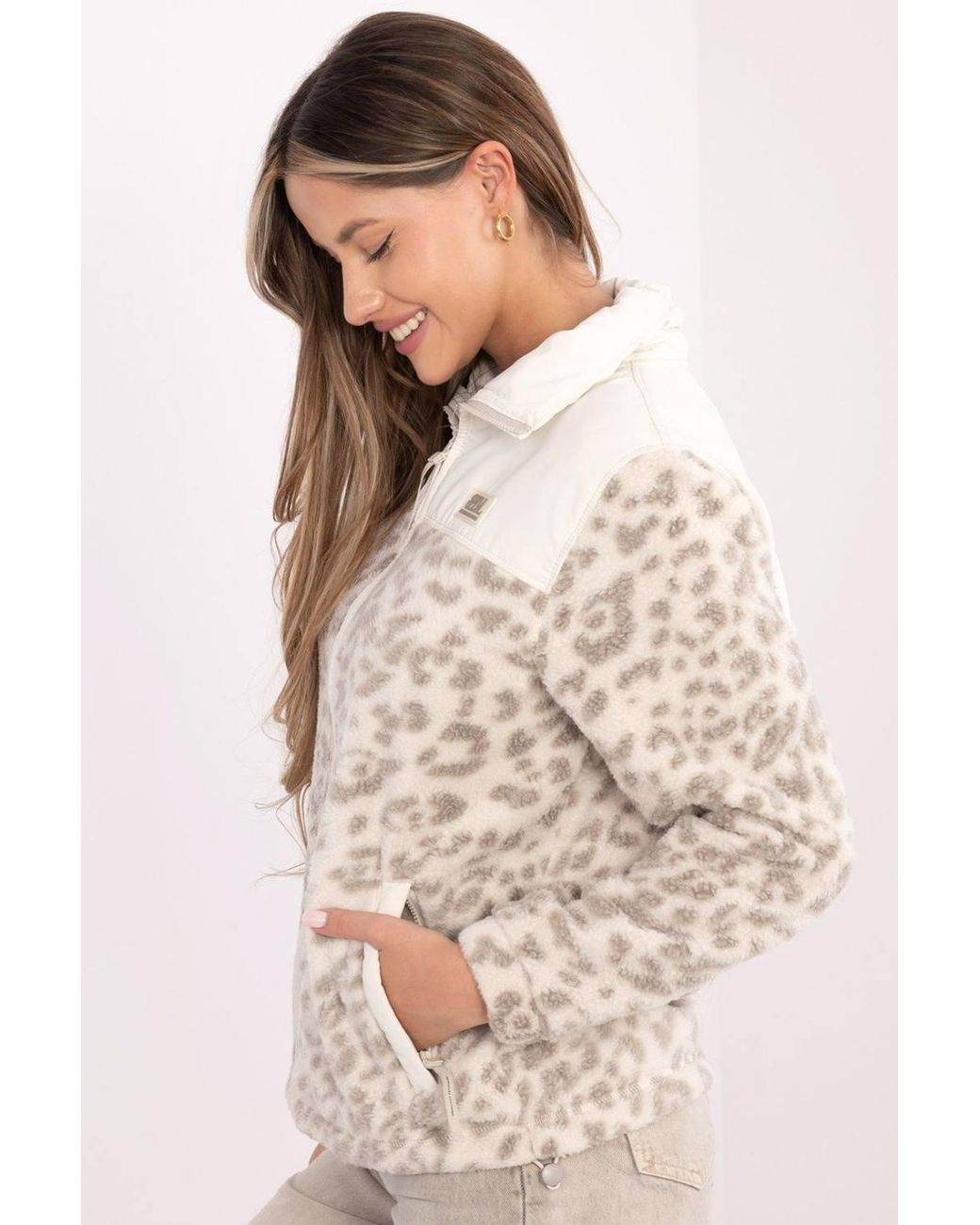 Love Lace Pink Transitional Zip Jacket With Animal Print Detail