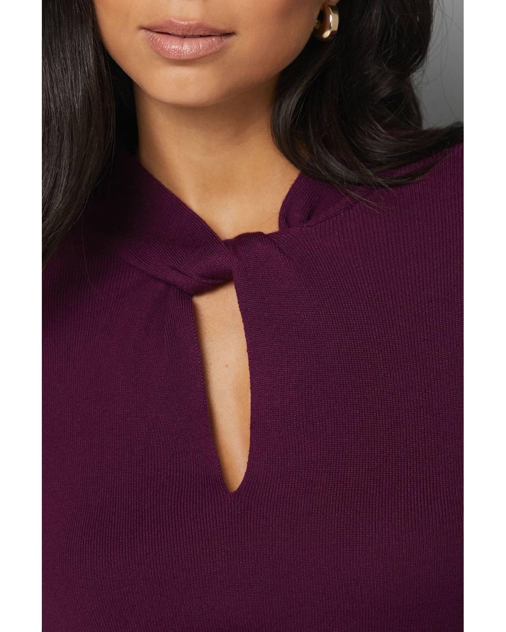 Wallis Purple Twist Neck Keyhole Knitted Dress