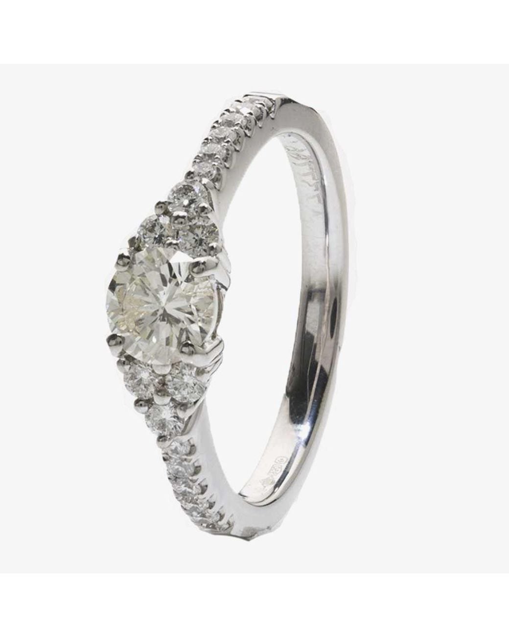 T.H.Baker White Platinum 4 Claw Diamond Shoulders Ring Dsr39(0.30Ct Plus)-G/Vs2/0.55Ct