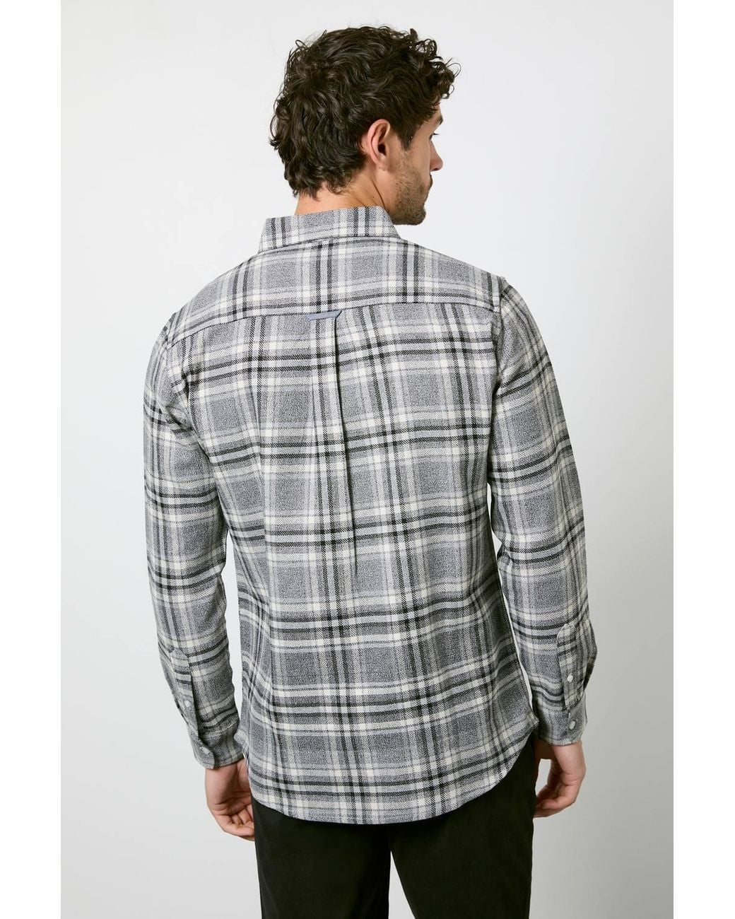 MAINE Gray Check Long Sleeve Shirt for men