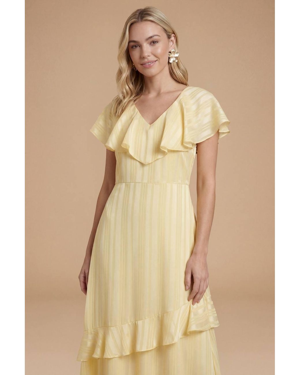 Dorothy Perkins Natural Dp Luxe Cape Ruffle Midi Dress