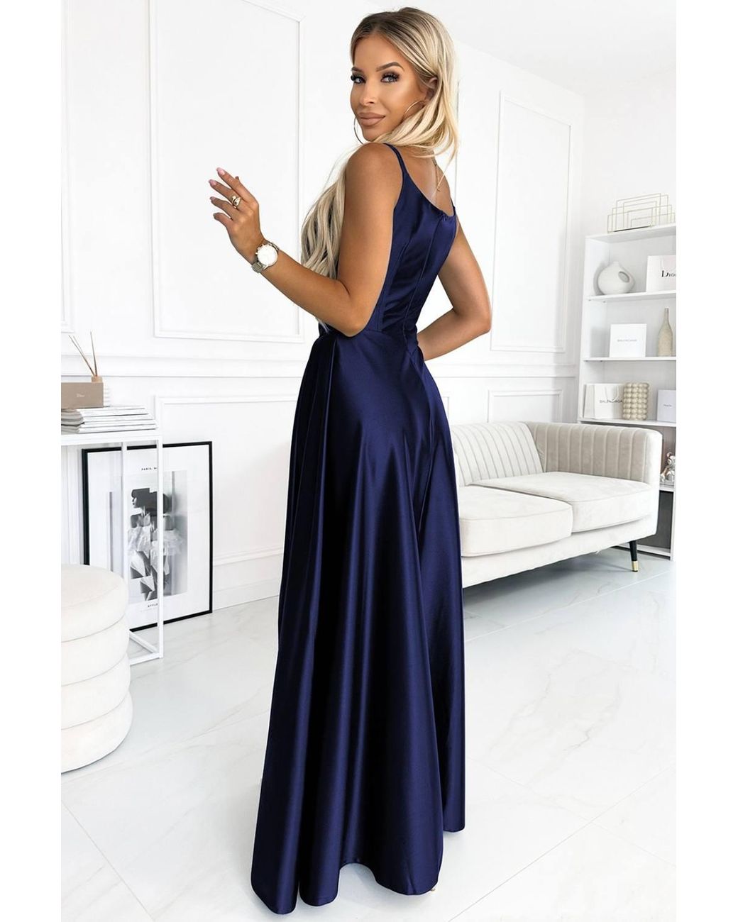 Love Lace Blue Elegant Strappy Maxi Dress With Slit