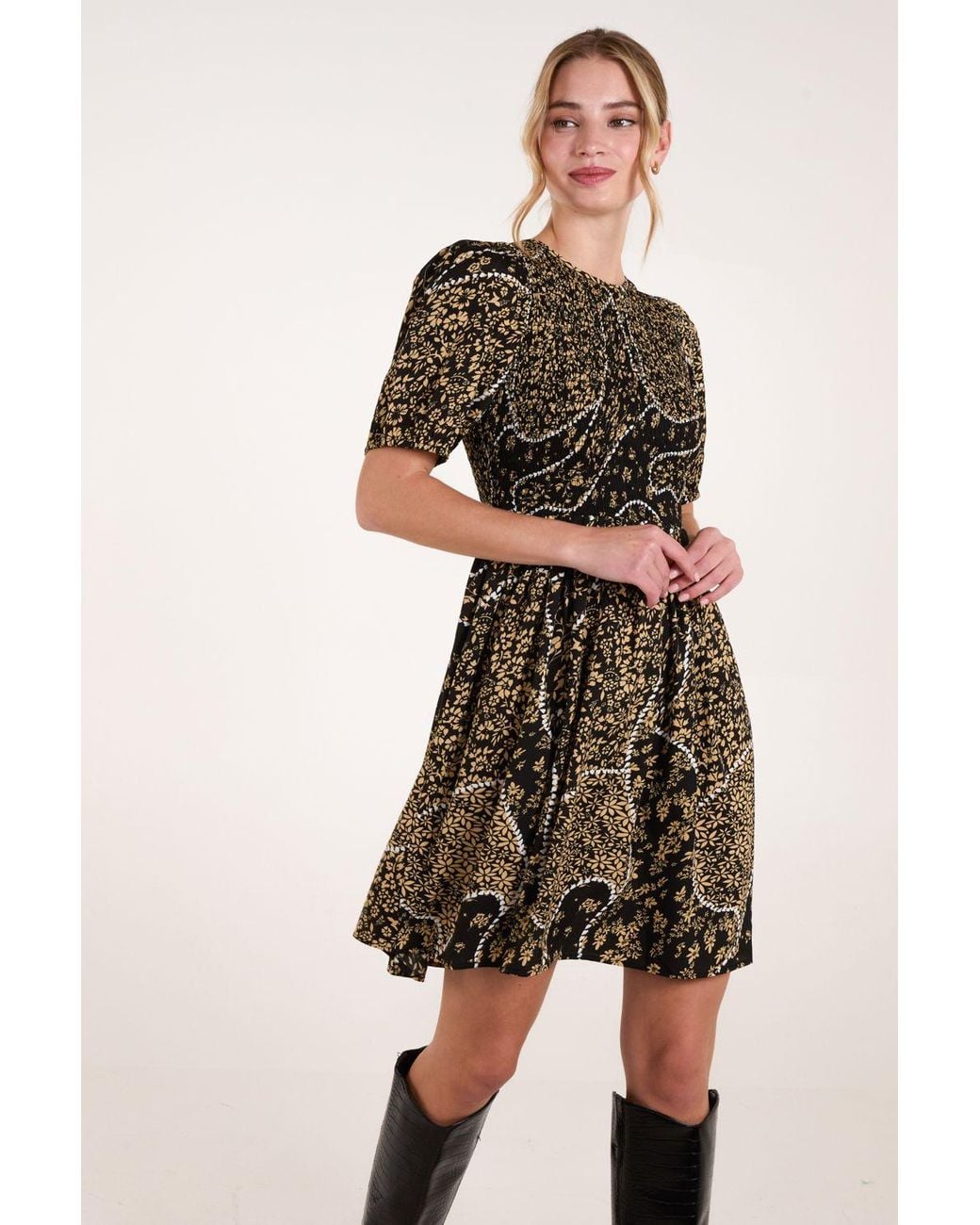 Blue Vanilla Natural Shirred Front Mini Dress