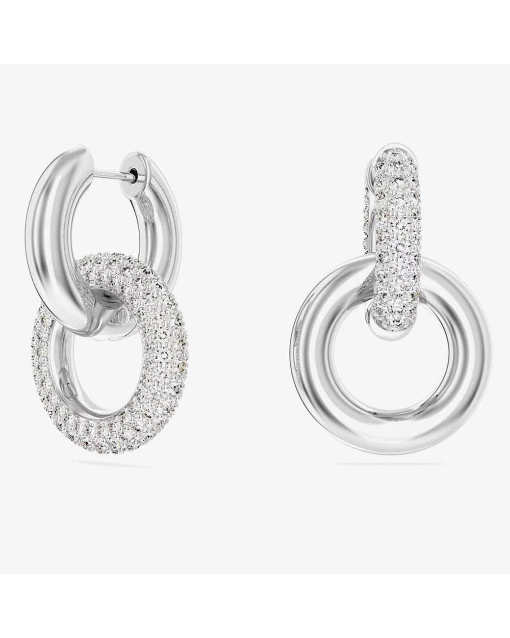 Swarovski Metallic Dextera Interlocking Loop Rhodium Plated Earrings 5671807