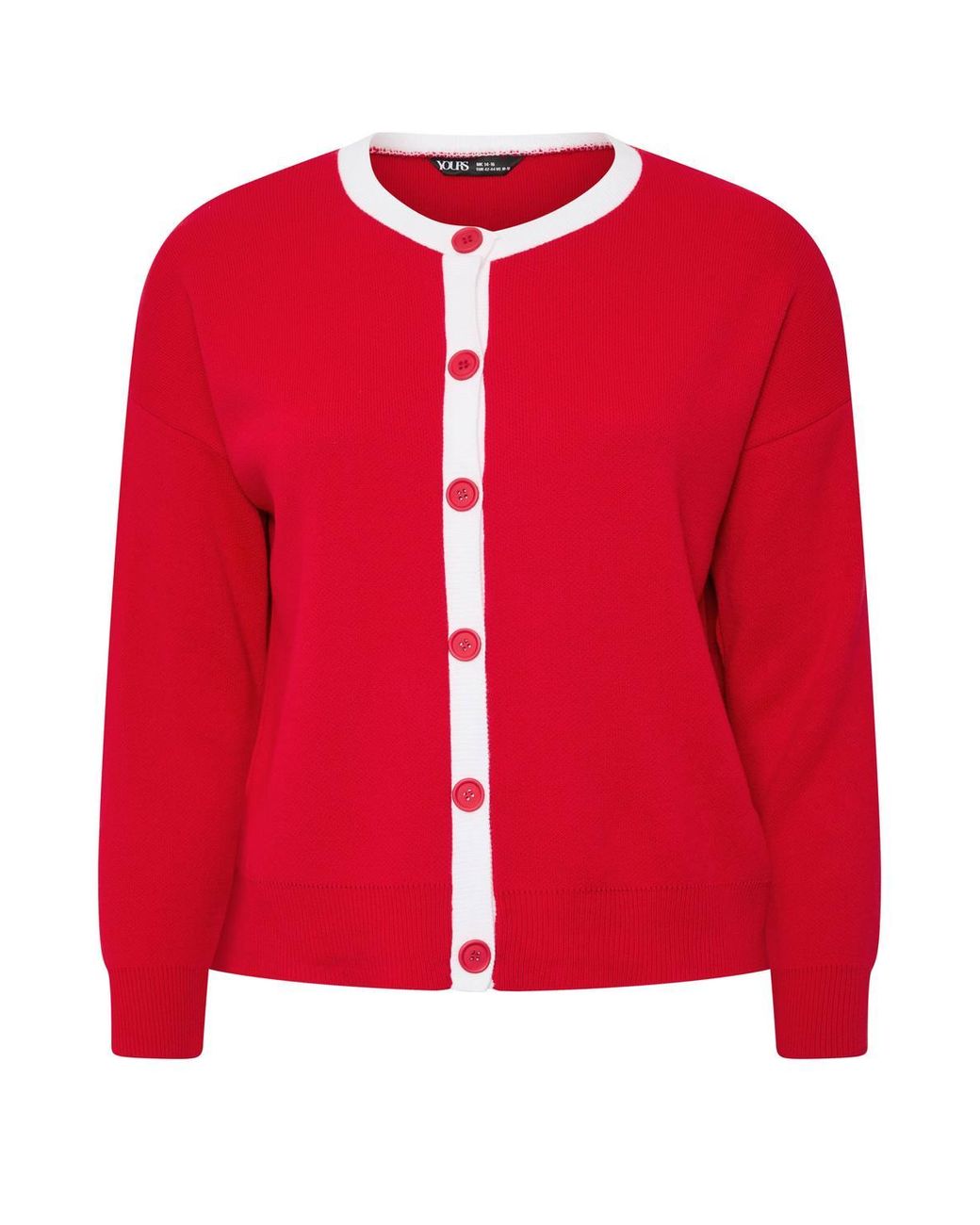 Yours Red Contrast Knitted Cardigan