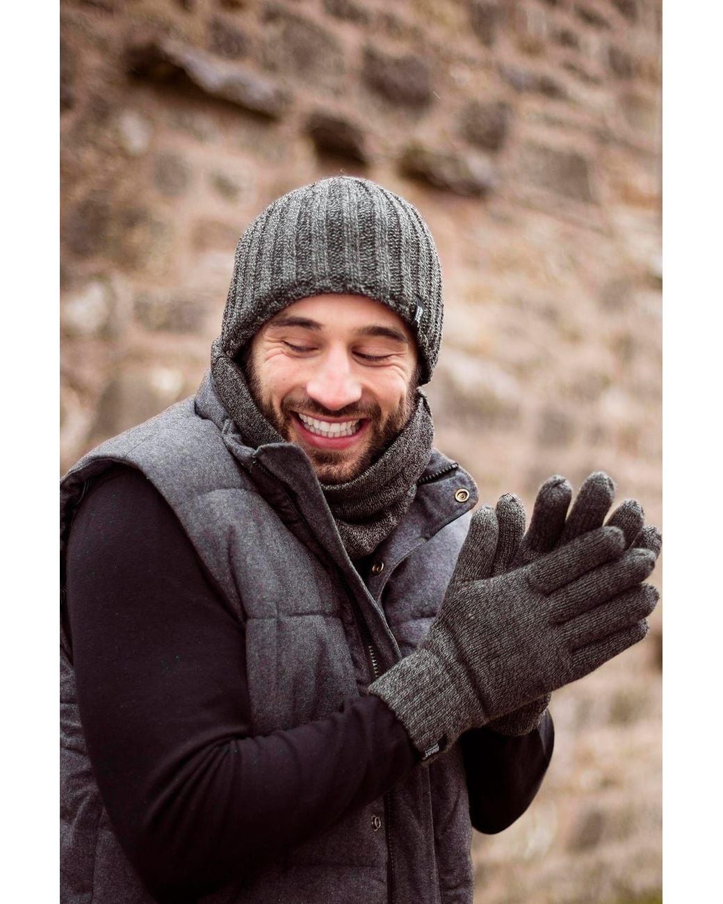 Heat Holders Blue Fleece Lined Thermal Hat & Gloves Neckwarmer Set For Winter for men