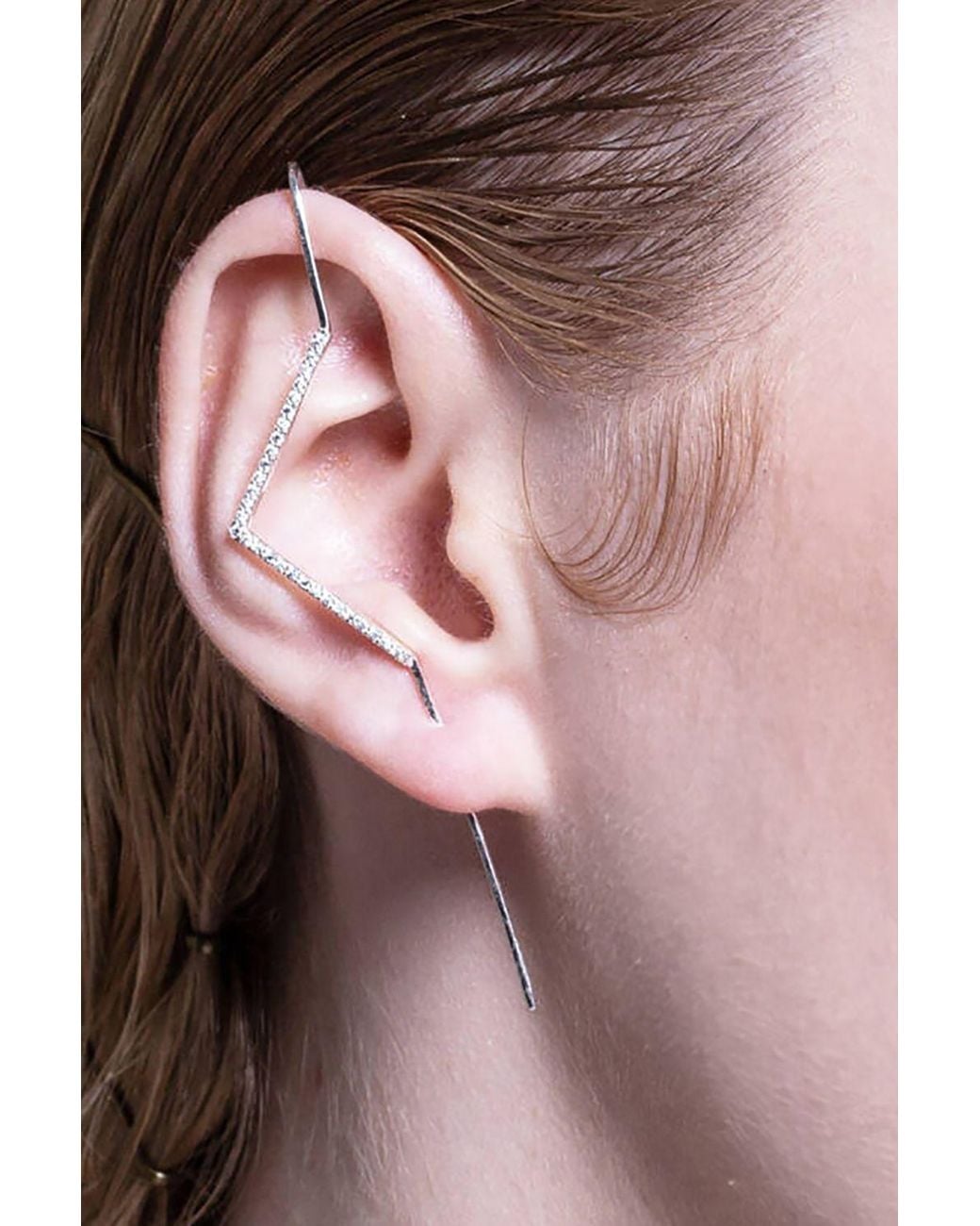 Otis Jaxon London Pink Single Zig Zag Topaz Ear Cuff Earring
