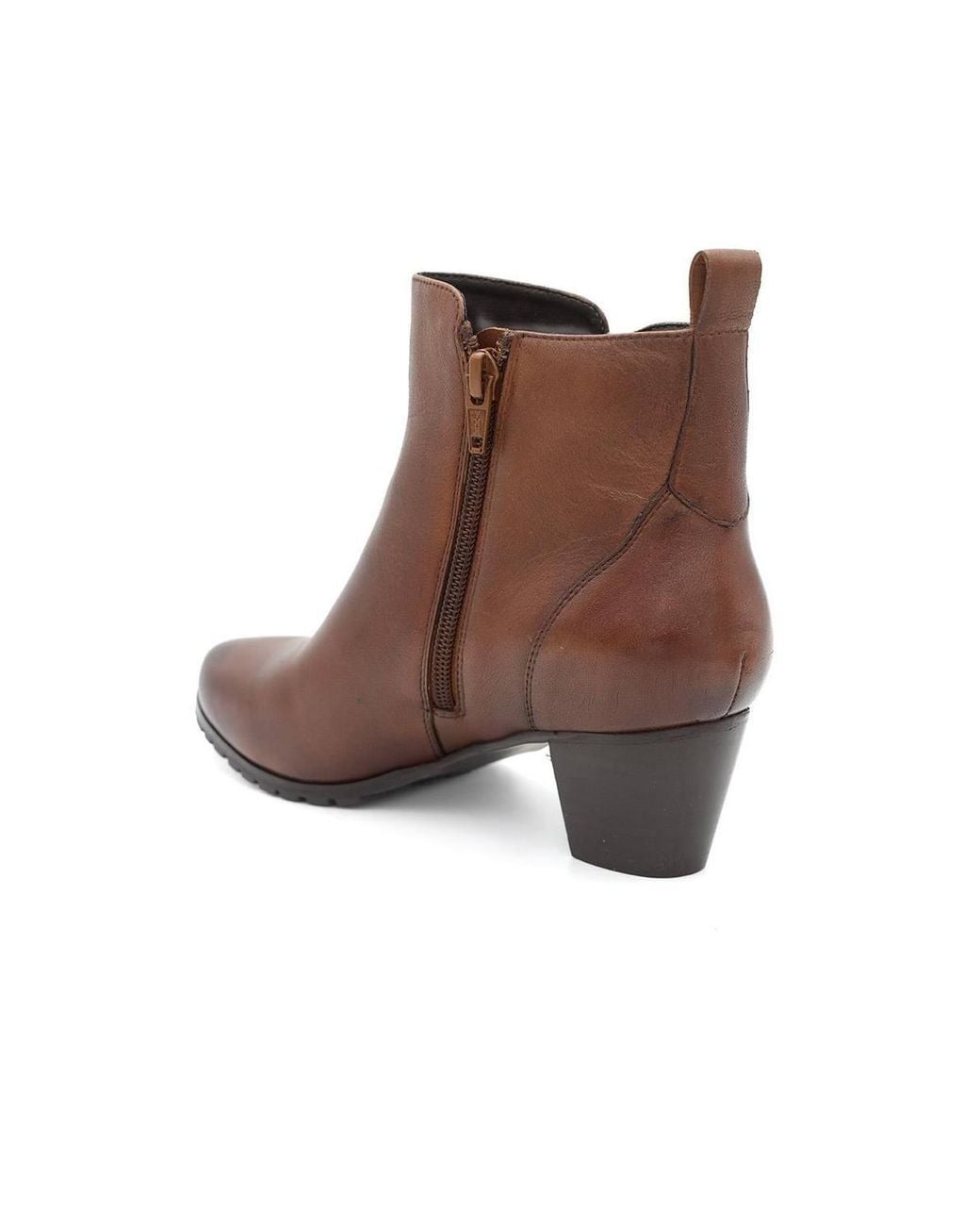 Pavers Brown Leather Stitch Pattern Ankle Boots