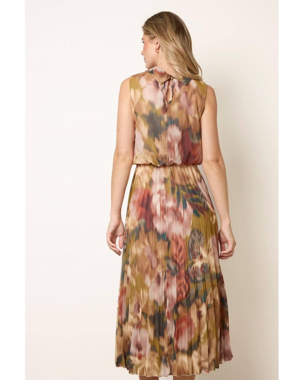 Blue Vanilla Natural Sleeveless Turtleneck Midi Dress