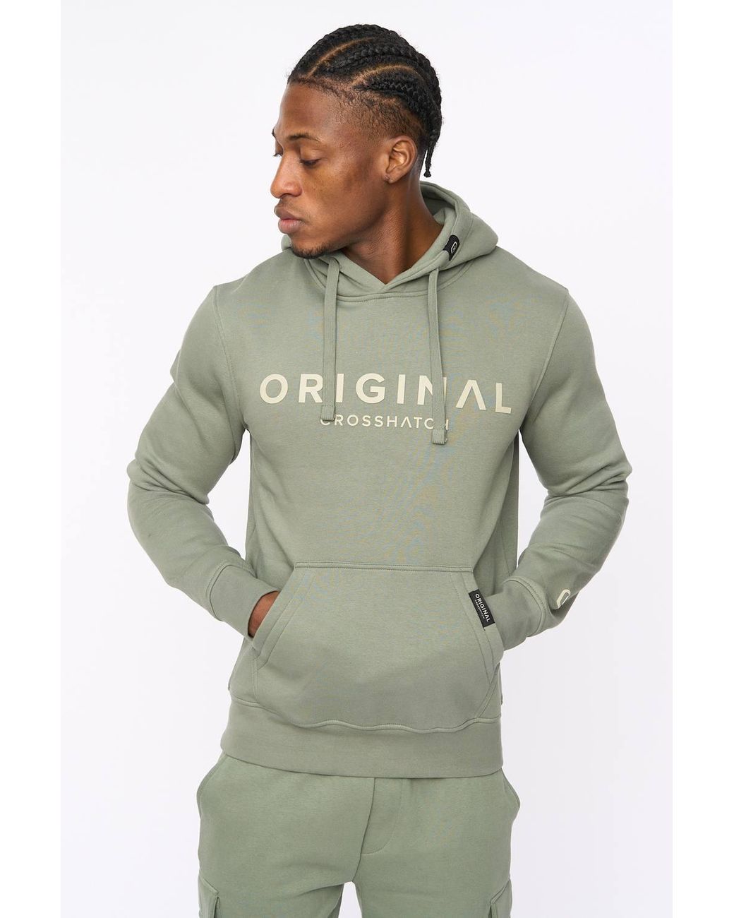 Crosshatch Green Bardon Hoodie With High Build Graphics for men